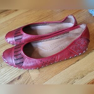 Spring Step Kenyetta Red Size 40 Ballet Moccasin Flat Leather Comfort